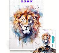 Rompecabezas de 1000 Piezas con diseño de león en Acuarela Juguete Que desafía la Mente Troquelado de Alta precisión Un Reto Divertido para Pasar el Tiempo (50x75cm)