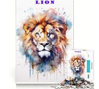 Rompecabezas de 1000 Piezas con diseño de león en Acuarela para Adolescentes Juego Divertido y fácil de armar Sin Espacios Entre Las Piezas Actividad Nocturna Ideal para Toda la Familia (38x52cm)