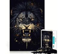 Rompecabezas de 1000 Piezas con diseño de león Negro Rugido y articulaciones afiladas,Juguete de construcción Que fomenta la concentración,Juego Tranquilo,Ideal para divertirse en cumpleaños 38x26cm