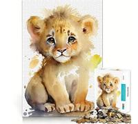Rompecabezas de 1000 Piezas con diseño de león pequeño en Acuarela para Adolescentes Diversión Alta precisión Manualidades y una Actividad Relajante para desconectar (50x75cm)