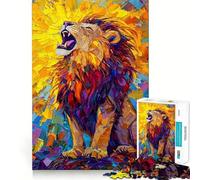 Rompecabezas de 1000 Piezas con diseño de león rugiente Pintado con espátula, Ideal para Adolescentes Juguete para ejercitar la Mente, diseño Relajante armar Regalo Ideal (38x52cm)