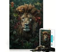 Rompecabezas de 1000 Piezas con diseño de león y Flores caprichosas para Adultos Desarrolla la Memoria y es Divertido Troquelado de Alta precisión Fácil de Aprender Disfrute en Familia (50x75cm)