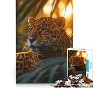Rompecabezas de 1000 Piezas con diseño de Leopardo al Atardecer Elegante Ideal para Toda la Familia o como Regalo de cumpleaños Incluye póster y Hoja de Preguntas a Juego 50x75cm