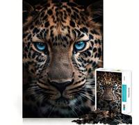 Rompecabezas de 1000 Piezas con diseño de Leopardo de Ojos Azules,articulaciones afiladas,Ideal para ejercitar la Mente, Momentos de Relax o como decoración navideña para la Pared 38x26cm