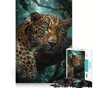 Rompecabezas de 1000 Piezas con diseño de Leopardo en la Selva Tropical Bordes limpios y decoración Divertida Soluciona Problemas fácilmente Divertido (38x26cm)