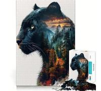 Rompecabezas de 1000 Piezas con diseño de Leopardo Negro,Corte preciso,desafío Inteligente y Divertido,Ideal para el Ocio 38x26cm