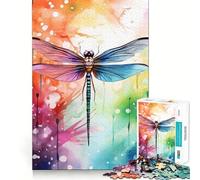 Rompecabezas de 1000 Piezas con diseño de libélula en Acuarela Juego para ejercitar la Mente Artesanía de Corte experta Un pasatiempo Fascinante para los Momentos de Ocio (38x52cm)