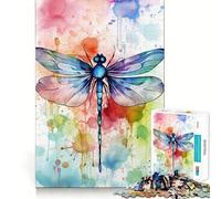Rompecabezas de 1000 Piezas con diseño de libélula en Acuarela Juguete Que desafía la Mente Troquelado de Alta precisión Un Reto Divertido para Pasar el Tiempo (50x75cm)