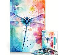 Rompecabezas de 1000 Piezas con diseño de libélula en Acuarela para Adultos Juego para ejercitar la Mente Encaje Huecos Actividad Relajante para desconectar (38x26cm)