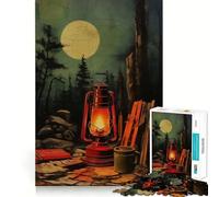 Rompecabezas de 1000 Piezas con diseño de Linterna de Camping Vintage para Adolescentes Divertido Juego de Encaje Huecos Actividad Nocturna Familiar (38x26cm)