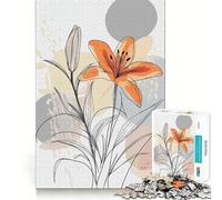 Rompecabezas de 1000 Piezas con diseño de Lirio Naranja y Fondo Abstracto para Adultos Juguete para ejercitar la Mente Tiempo Libre Diseño nítido Regalo increíble (50x75cm)