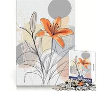 Rompecabezas de 1000 Piezas con diseño de Lirio Naranja y Fondo Abstracto para Adultos Juguete para ejercitar la Mente Tiempo Libre Diseño nítido Regalo increíble (50x75cm)