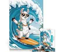 Rompecabezas de 1000 Piezas con diseño de Llama Surfista para Adolescentes Ideal para ejercitar la Memoria, Relajarse y divertirse Diseño Divertido ¡Una cálida Sorpresa! 50x75cm