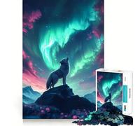 Rompecabezas de 1000 Piezas con diseño de Lobo Aullando bajo la Aurora Boreal para Adultos Diversión para Entrenar la Mente Corte Limpio Componentes Resistentes Actividad Relajante para desconectar