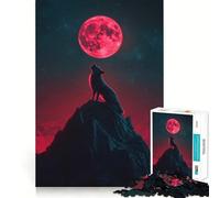 Rompecabezas de 1000 Piezas con diseño de Lobo Aullando bajo la Luna de Sangre para Adultos Mejora la Capacidad Mental Juego con Corte láser para un Ajuste Diversión Nocturna en Familia