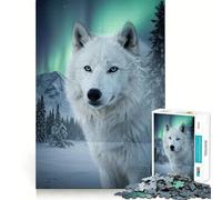 Rompecabezas de 1000 Piezas con diseño de Lobo Blanco en un Paisaje Invernal Juguete de construcción Focus Building Toy Ajuste Huecos Actividad gratificante para días lluviosos (38x52cm)
