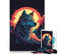 Rompecabezas de 1000 Piezas con diseño de Lobo en Acuarela Juego de ingenio con Troquelado de Alta precisión Un pasatiempo Fascinante para los Momentos de Ocio (38x26cm)