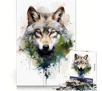 Rompecabezas de 1000 Piezas con diseño de Lobo en Acuarela para Adolescentes Estimula el Pensamiento lógico y el Tiempo Libre Diseño Elegante y práctico (50x75cm)