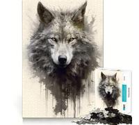 Rompecabezas de 1000 Piezas con diseño de Lobo en Acuarela para Adolescentes Juego Que estimula el Cerebro Encaje Huecos Actividad Relajante para Grupos en Interiores (50x75cm)