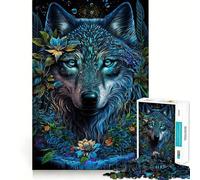 Rompecabezas de 1000 Piezas con diseño de Lobo en la Jungla Mandala Juego Mental Divertido,sin Espacios y con Ajuste Perfecto Regalo Ideal para reuniones Familiares (38x52cm)