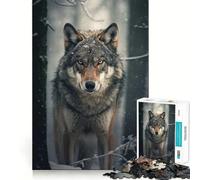 Rompecabezas de 1000 Piezas con diseño de Lobo en un Bosque nevado para Adultos Diversión y Entrenamiento Mental Corte láser Actividad Relajante para Grupos en Interiores (38x52cm)