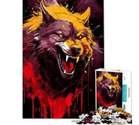 Rompecabezas de 1000 Piezas con diseño de Lobo Enojado Desafío Educativo Juguetes didácticos para Aprender a armar para Mayores de 14 años Juego de Rompecabezas Incluido (38x26cm)