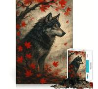 Rompecabezas de 1000 Piezas con diseño de Lobo Entre Hojas de otoño para Adultos Juego de Memoria y concentración Diseño Compacto Disfrutar en Familia (50x75cm)