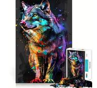 Rompecabezas de 1000 Piezas con diseño de Lobo Estilo Pop Art para Adultos Juego de Ejercicios de Pensamiento Ajuste Espacios Actividad para Fortalecer los Lazos Familiares (38x26cm)