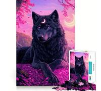 Rompecabezas de 1000 Piezas con diseño de Lobo místico y Luna Creciente para Adolescentes Mejora la Memoria, Reduce el estrés y es Ideal para Decorar Paredes (38x52cm)