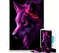 Rompecabezas de 1000 Piezas con diseño de Lobo Morado neón para Adolescentes Juguete para el hogar Bordes precisos Lista de Deseos de Papá Noel (50x75cm)