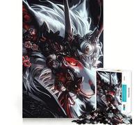 Rompecabezas de 1000 Piezas con diseño de Lobo ornamentado y Ojos Rojos para Adolescentes Juguete cognitivo para un pasatiempo Tranquilo Borde Premium Lista de Deseos de Santa Claus (38x52cm)