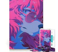 Rompecabezas de 1000 Piezas con diseño de Lobo Rosa con Gafas de Sol para Adultos Ideal para Mejorar la Memoria, aliviar el estrés y armar (38x26cm)