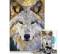 Rompecabezas de 1000 Piezas con diseño de Lobo Salvaje Dorado para Adultos Piensa,Entrena y Juega Cierre Seguro sin Piezas Sueltas aliviar el estrés (50x75cm)