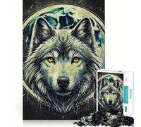 Rompecabezas de 1000 Piezas con diseño de Lobo y Luna de estética Oscura para Adultos Diversión para Entrenar el Cerebro Componentes Resistentes y de Corte Limpio Actividad Relajante para desconectar
