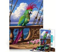 Rompecabezas de 1000 Piezas con diseño de Loro Pirata en la Cubierta de un Barco Ideal para Adolescentes un Juguete Educativo para Disfrutar en Familia con Cortes