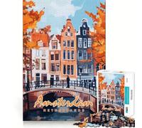 Rompecabezas de 1000 Piezas con diseño de los Canales de Ámsterdam Tren de la Memoria Diversión con Superficie Lisa y sin Rebabas Un desafío entretenido para el Tiempo Libre (38x26cm)
