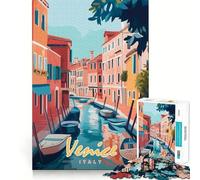 Rompecabezas de 1000 Piezas con diseño de los Canales de Venecia,Ideal para Adolescentes Juego de concentración Mental Corte de precisión con Bordes Lisos Navidad (50x75cm)