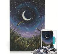 Rompecabezas de 1000 Piezas con diseño de Luna Creciente sobre un Campo, Ideal para Decorar la Pared, Reducir el estrés y como Regalo desafiante 38x26cm