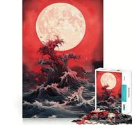 Rompecabezas de 1000 Piezas con diseño de Luna de Sangre y Vista al océano Juego de Ajuste preciso,Juguete Creativo y Divertido,Juego de Paz,Regalo navideño Tranquilo 38x26cm