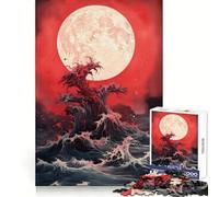 Rompecabezas de 1000 Piezas con diseño de Luna de Sangre y Vista al Océano para Adultos Desarrolla la Agilidad Mental, es Divertido y Relajante Diseño Uniforme Regalo Memorable (38x52cm)