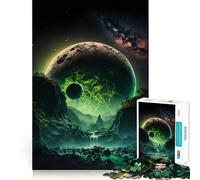 Rompecabezas de 1000 Piezas con diseño de Luna Llena Verde neón para Adolescentes Juguete para ejercitar la Mente Fácil de armar Regalo Elegante (50x75cm)