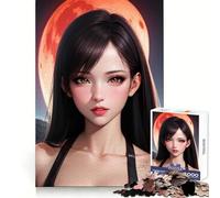 Rompecabezas de 1000 Piezas con diseño de Luna y Cabello Largo Negro Estilo Anime para Adultos Un desafío Mental para Disfrutar en Silencio Corte preciso (50x75cm)