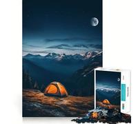 Rompecabezas de 1000 Piezas con diseño de Luna y temática de Camping Diseño de Corte preciso Ideal para desarrollar la lógica,el Pensamiento,la Calma (38x26cm)