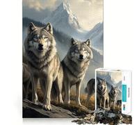 Rompecabezas de 1000 piezas con diseño de manada de lobos en un paisaje de montaña para adultos Divertido juego de memoria Requiere corte experto y es una actividad relajante para grupos en interiores