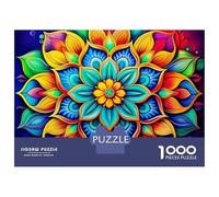 Rompecabezas de 1000 Piezas con diseño de Mandala de Flores, Acabado Mate, Ideal para Adolescentes y Adultos, Ideal para un día lluvioso, para Interiores, Ocio y diversión, 38 x 26 cm (1000 Piezas)