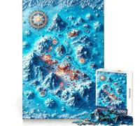 Rompecabezas de 1000 Piezas con diseño de Mapa de fantasía Invernal y montañas Nevadas Ideal para Entrenamiento, recreación Tranquila y con Bordes definidos Un Regalo entrañable (38x26cm)
