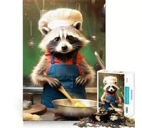 Rompecabezas de 1000 Piezas con diseño de Mapache cocinando, Ideal para Adolescentes Juguete Inteligente para Jugar en Interiores Corte preciso (38x52cm)