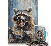 Rompecabezas de 1000 Piezas con diseño de Mapache Comiendo Fideos Ramen para Adultos, Juguete de lógica Mental, Juego de Mesa Serene Time, Corte Firme, (50x75cm)