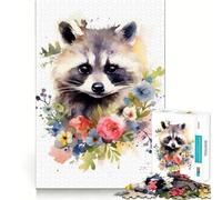 Rompecabezas de 1000 Piezas con diseño de Mapache en Acuarela para Adultos y Adolescentes Juguete de lógica sólida, Divertido y silencioso Corte de precisión Elige tu Deseo de Papá Noel (50x75cm)