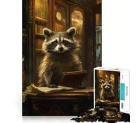 Rompecabezas de 1000 Piezas con diseño de Mapache en la Biblioteca Ideal para Adolescentes Que desarrolla la lógica y es un Juguete Divertido y Relajante Incluye Piezas de Corte y es un Regalo